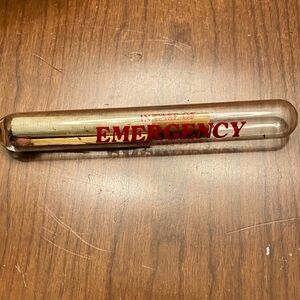 Vintage gag gift Winston Emergency Glass Tube with Red Text